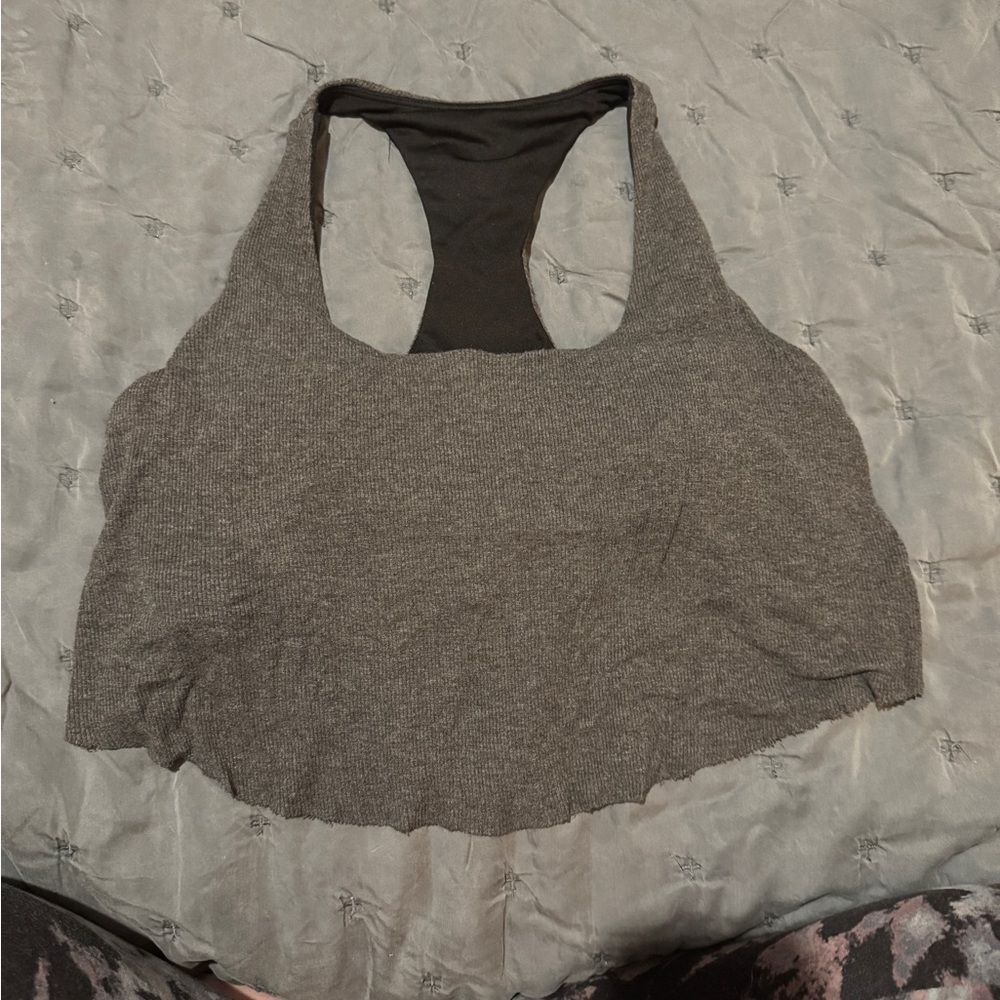 Gray Activewear Crop Top with Bra